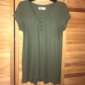Hollister Simple Lace up V-Neck